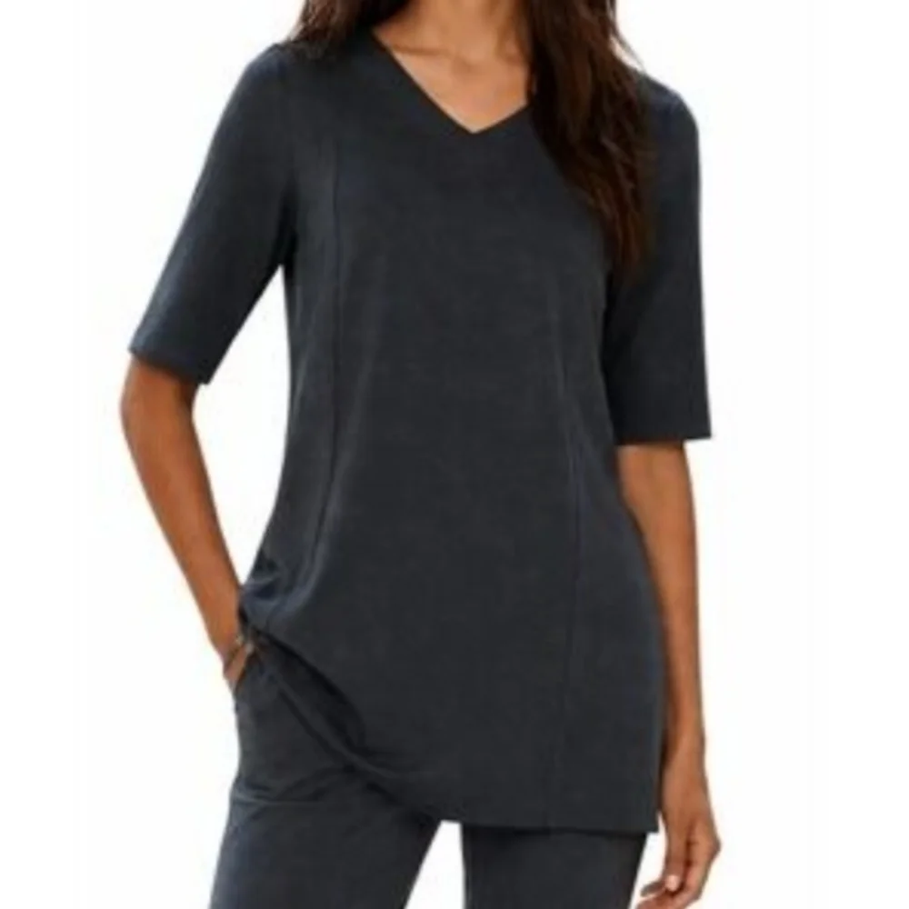 NEW! J. Jill Double-Knit V-Neck Gray Tunic Size LP